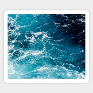 Wavy foamy blue white ombre sea water Aerial photo ocean splash wave abstract aqua summer Sticker